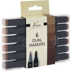 Nassau Fine Art Dual-tip Markers 6-Set Brown
