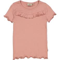 Wheat Rib Ruffle SS T-shirt - Misty Rose