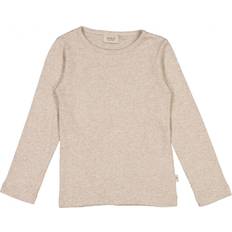 Wheat Langærmet Rib T-shirt - Gravel Melange