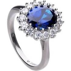 Platinum Rings Diamonfire Cubic Zirconia Blue Round Ring R3663