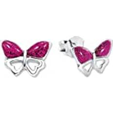 Amor stud earrings 925 sterling silver girl children earrings, 0.7 cm, silver, butterfly, Comes in jewelry gift box, 2021289