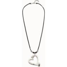 Leather Necklaces UNOde50 Big Love Silver Leather Necklace