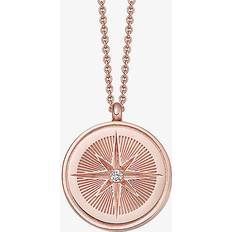 Children Necklaces Astley Clarke Rose Gold Celestial Compass Locket Necklace Clear