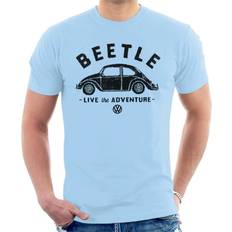 Volkswagen 2XL, Sky Blue Official Beetle Black Live The Adventure Men's T-Shirt