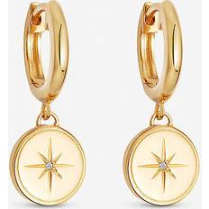 Men - Transparent Earrings Astley Clarke Gold Celestial Compass Huggie Earrings Clear