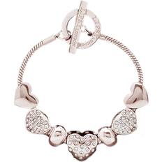 Lipsy Rose Gold Coloured Crystal Heart Charm Bracelet