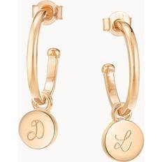 Beige Pendientes Merci Maman Personalised Disc Hoop Earrings