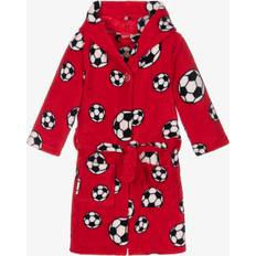 Red Dressing Gowns Playshoes Boys Red Football Fleece Bathrobe