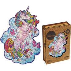 Unidragon UNIDRAGON Wooden Jigsaw Puzzles Inspiring Unicorn, 103 pcs, Small 7"x9.5" Beautiful Gift Package, Unique Shape Best Gift for Adults and Kids