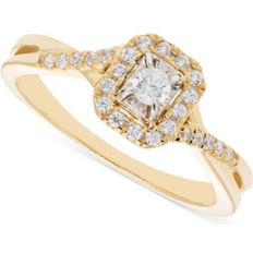 Macy's Gold Rings Macy's Diamond Halo Twist Engagement Ring 1/4 ct. t.w. in 14k Gold Yellow Gold Yellow Gold