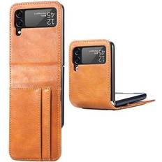 MTP Products Samsung Galaxy Z Flip 4 Skal Läder Kortfack Brun