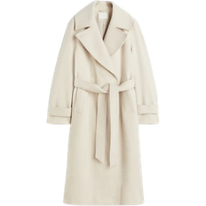 Damen - Polyamid Mäntel H&M Tie Belt Twill Coat - Light Beige