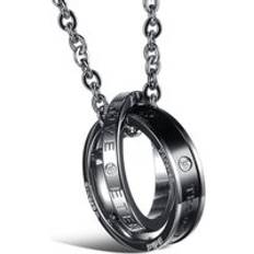 Forever Love Ring Pendant Couples Necklaces Silver