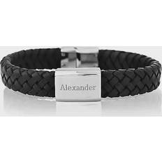 Best Bracelets Freemans Personalised Mens Woven Leather Bracelet