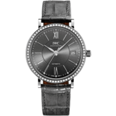 IWC Dam Armbandsur IWC Damklocka IW458104 Portofino Grå/Läder Ø37 mm