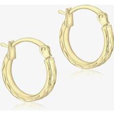 9ct Gold 10mm Diamond Cut Pine Hoop Earrings 1.51.1559