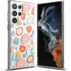 Rearth Ringke Fusion Design Case Compatible with Samsung Galaxy S22 Ultra Designed PC Back TPU Bumper Drop Protection Phone Cover Floral