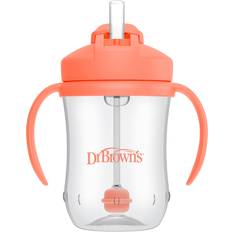 Dr. Brown's Spillfria muggar Dr. Brown's Dr. Brown's Milestones, Baby's First Straw Cup Sippy Cup with Straw, 6m 9oz/270ml, Coral, BPA Free