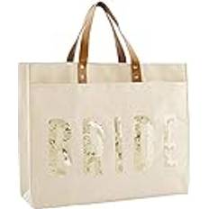 Jute Totes & Shopping Bags Mud Pie Women's Bride Tote Bag in White Jute