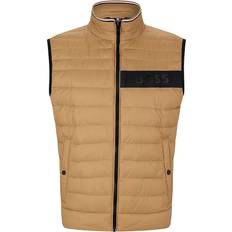 Beige - Men Vests HUGO BOSS Men's Water-Repellent Padded Gilet Vest Beige Beige