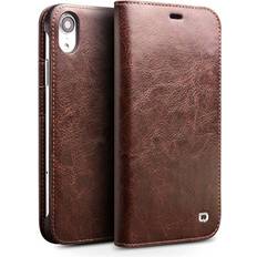 Qialino Classic iPhone XR Läder Plånboksfodral Brun