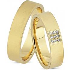 Guld - Herre Ringe Nuran Wedding Rings - Gold/Transparent