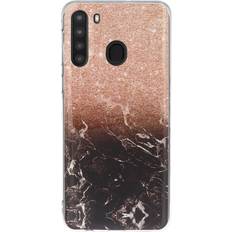 MAULUND Samsung Galaxy A21 Fleksibel Plastik Cover m. Marble Print Bronze Sort Marmor