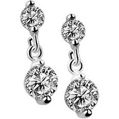 Newbridge Silverware Drop Earrings Clear Stone