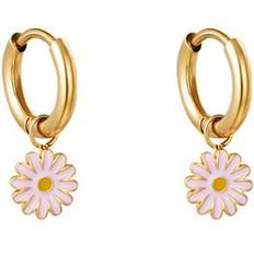 Soho Daisy Creoler Hoop Øreringe Guld/Pink