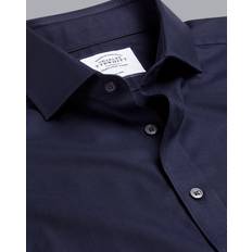 Charles Tyrwhitt Men's Cutaway Collar Non-Iron Twill Cotton Formal Shirt - Blue