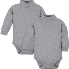 Gerber baby boys 2-pack Long Sleeve Turtleneck Onesies Bodysuits Footie, Gray, Months