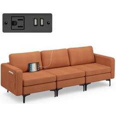 4 Seater - Orange Sofas Costway Convertible Sofa 4 Seater