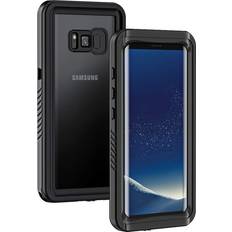 Waterproof Cases Lanhiem Galaxy S8 Case IP68 Waterproof Dustproof Shockproof Case with Built-in Screen Protector Full Body Sealed Underwater Protective Cover for Samsung Galaxy S8 Black