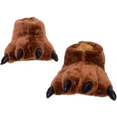 Men - Silver Slippers Lekue Fuzzy Bear Feet Slippers - Dark Brown