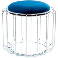 Zilver/Chroom Salontafels XXXlutz STOOL 2 in 1 Silver/Dark Blue