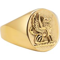 Nialaya Smycken Nialaya Men's Stainless Steel Lion Crest Ring With Gold Plating Herr Ringar