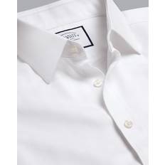 Charles Tyrwhitt Men's Non-Iron Herringbone Cotton Formal Shirt - White
