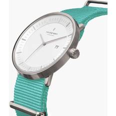 Nordgreen Watches Nordgreen Minimimal Thin Classy Silver Case White 36mm Nylon Turquoise