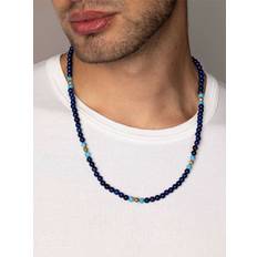 Nialaya Smycken Nialaya Beaded Necklace With Blue Lapis, Turquoise, and Gold Plating Herr Halsband One