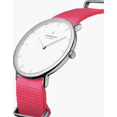 Nordgreen Watches Nordgreen Minimimal Thin Classy Silver Case White 36mm Nylon Pink