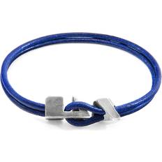 Anchor & Crew Brixham Silver and Round Leather Bracelet Blue