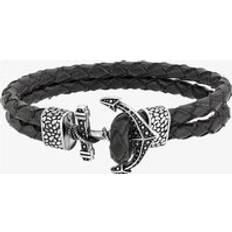 Leather Bracelets Bourne and Wilde Bourne and Wilde Mens Double Black Leather Anchor Bracelet OSB-1730SBK