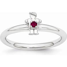 Rhodium Ringe Stackable Expressions Rhodium Sterling Silver Stackable Created Ruby 7mm Boy Ring