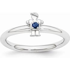 Rhodium Ringe Stackable Expressions Rhodium Sterling Silver Stackable Created Sapphire 7mm Boy Ring Sz