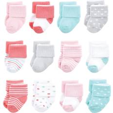 6-9M Socks Luvable Friends Luvable Friends Unisex Baby Newborn and Baby Terry Socks, Coral Dots, 6-12 Months