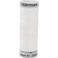 Hvite Sytråd Gutermann Rayon 40 Embroidery Thread, col 1002 WHITE, 200m Spool