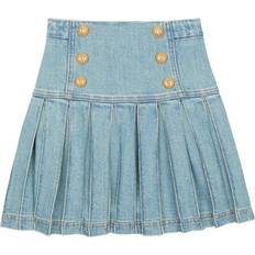 Elastane Skirts Balmain Balmain Kids pleated denim skirt kids Elastane/Cotton Blue