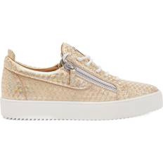 Giuseppe Zanotti Men Trainers Giuseppe Zanotti Frankie Kaleido metallic-leather sneakers men Leather/Leather/Rubber Neutrals