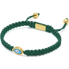 Nialaya Nialaya Jewelry enamel evil-eye motif bracelet men Nylon/Enamel/Gold Plated Sterling Silver Green