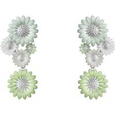 Enamel Earrings Georg Jensen Stine Goya Daisy Sterling Silver Green and White Enamel Drop Earrings Silver